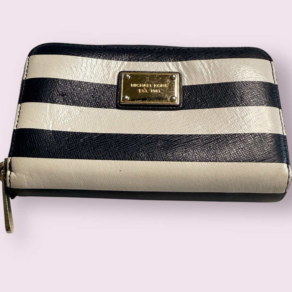 Michael Kors‎ Navy and White Striped Wallet